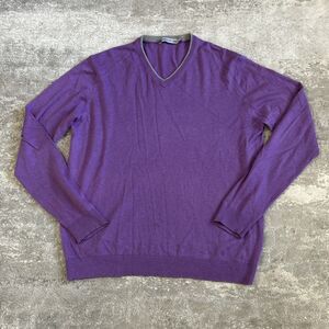Stile Di Vita Sweater Men's Large V-neck Purple Silk Cashmere